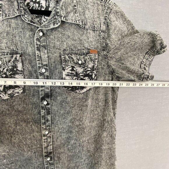 Buffalo David Bitton Cotton Shirt Mens Large Acid Wash Short Sleeve Button Up - Picture 7 of 8